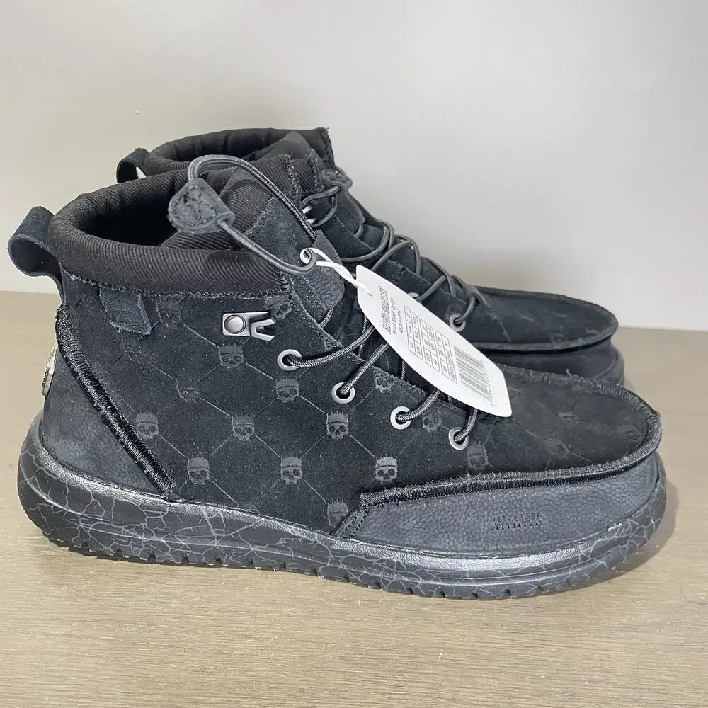 Hey Dude Jelly Roll Mens Size 10 Shoes NEW Bradley Suede Black Skull Boot